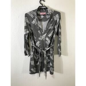 Juicy‎ Couture Robe Womens S/M Gray Logo Long Sleeve Short Length Robe Polyester